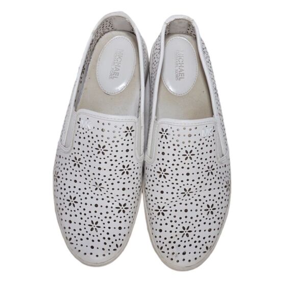Michael Kors White 01133 Kane Perforated Slip On Sneakers, Size 8 - Picture 2 of 11